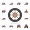 tire of bigfoot car field coloricon. Detailed set of color big foot car icons. Premium graphic design. One of the collection icons