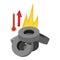 Tire burning icon isometric vector. Burning worn car tire and red thermometer