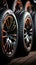 Tire emporium Close up of bulk car tires in shop, showcasing variety