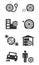 Tire fitting shop icon set