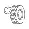 Tire line icon. Winter or snow tire. Included the icons as tire, technician, mechanic, flat tire, broken tired, screw