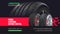 Tire shop vector banner of car wheel tyres with tread track price offer. Tire shop, spare parts and auto service discount promotio