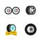 Tire shop vector logo or tyre wheel store icons flat and black and white emblems vector isolated clipart