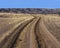 Tire track and ruts in dirt road