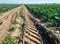 Tire tracks in an agricultural field