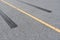 Tire tracks , Wheel trace on asphalt road