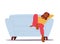 Tired African Woman Sitting on Sofa with Closed Eyes, Sleep or Nap. Sleeping Female Character Tiredness, Stress, Burnout