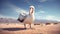 Tired Albatross In Photorealistic Fantasy Desert