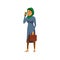 tired arab woman talking with ceo on phone cartoon vector