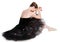 Tired ballerina in black on isolated background