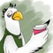 Tired Bird drinks coffee