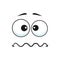 Tired or bored emoticon curved sad smile isolated