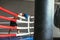 Tired boxer resting in boxing ring, head on gloves