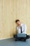 Tired Businessman Sitting on Floor at His Office. Hard Work and