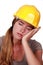 Tired construction worker