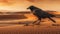 Tired Crow Walking Through Desert: A Whimsical Yet Eerie Animal Symbolism