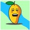 Tired Cute Mango fruit cartoon face mascot character vector design