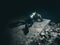 A tired diver lies facedown on a wooden platform in the cavern of Paradise Springs, Ocala, Florida