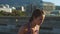 Tired fitness woman sweating after running marathon, cardio training and athlete exercise for sports, wellness and