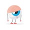 Tired funny eyeball character with medical eyesight problem