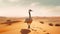 Tired Goose Walking Through Desert In John Wilhelm Style