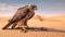 Tired Hawk In Desert Realistic Photo Wallpaper