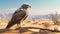 Tired Hawk In Hyper-realistic Desert Landscape