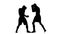 Tired opponent enters the boxer to clinch. Black silhouette
