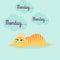 Tired orange cat with stripes. Boring monday. Vector illustration.