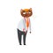 Tired overworked businessman cat, humanized animal cartoon character at work vector Illustration