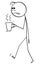 Tired or Overworked Man or Office Worker With Cup of Coffee or Tea, Vector Cartoon Stick Figure Illustration