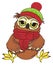 Tired owl in warm clothes