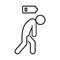 Tired person icon, line symbol. People with problem, burnout on work, stress. Low charge and lack battery energy from