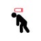 Tired person icon, line symbol. People with problem, burnout on work, stress. Low charge and lack battery energy from