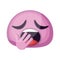 Tired pink emoji face yawning vector illustration on a