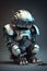 a tired sad looking scifi robot, generative ai technology