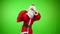 Tired Santa isolated over chromakey. close up. slow motion