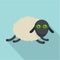 Tired sheep icon, flat style