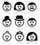 Tired or sick people faces icons set