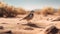 Tired Sparrow: A Multilayered Soft-focus Bird In The Desert