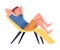 Tired Young Man Lounging on Couch Vector Illustration