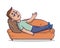 Tired young man lying on the sofa. Vector illustration, on white background.