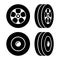Tires Icons Set on White Background. Vector