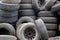 Tires in scrap yard