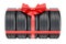 Tires wrapped ribbon and bow, gift concept. 3D rendering