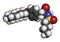 Tirofiban anticoagulant drug molecule. 3D rendering. Atoms are represented as spheres with conventional color coding: hydrogen (