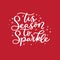 Tis season to sparkle holiday card. Inspirational Christmas lettering quote with doodles. Vector illustration