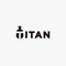 Titan wordmark logo icon with negative space spartan head on T letter