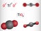 Titanium dioxide, molecule. Structural chemical formula, molecule model