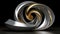 Titanium Slipcover: 3d Metal Sculpture With Spiral Whirl In Gold And Silver